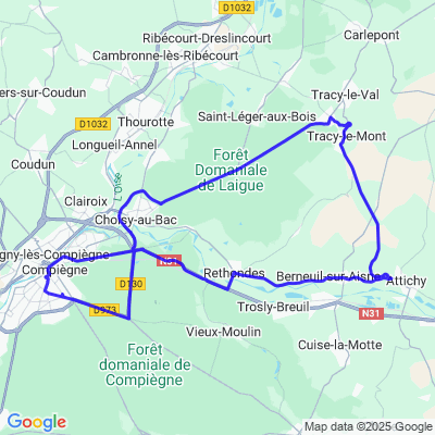 Compiègne > Tracy le Val > Attichy > Compiègne