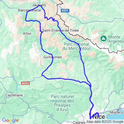 Nice - Col de la Bonette - Barcelonette - Col de la Cayolle - Gorges du Daluis