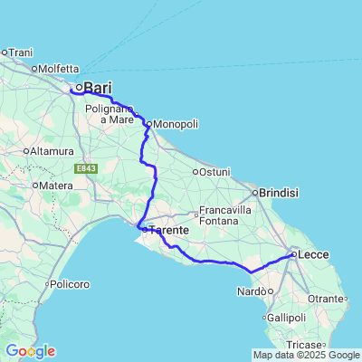 Lecce Bari via Tarante et vallee Itria