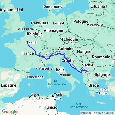 Paris - Pristina (Kosovo) par la côte Adriatique